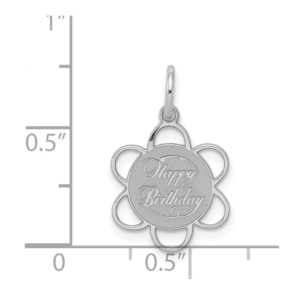 Sterlingsilber Rhodiniert Happy Geburtstag Plättchen Charm