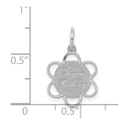 Sterlingsilber Rhodiniert Happy Geburtstag Plättchen Charm