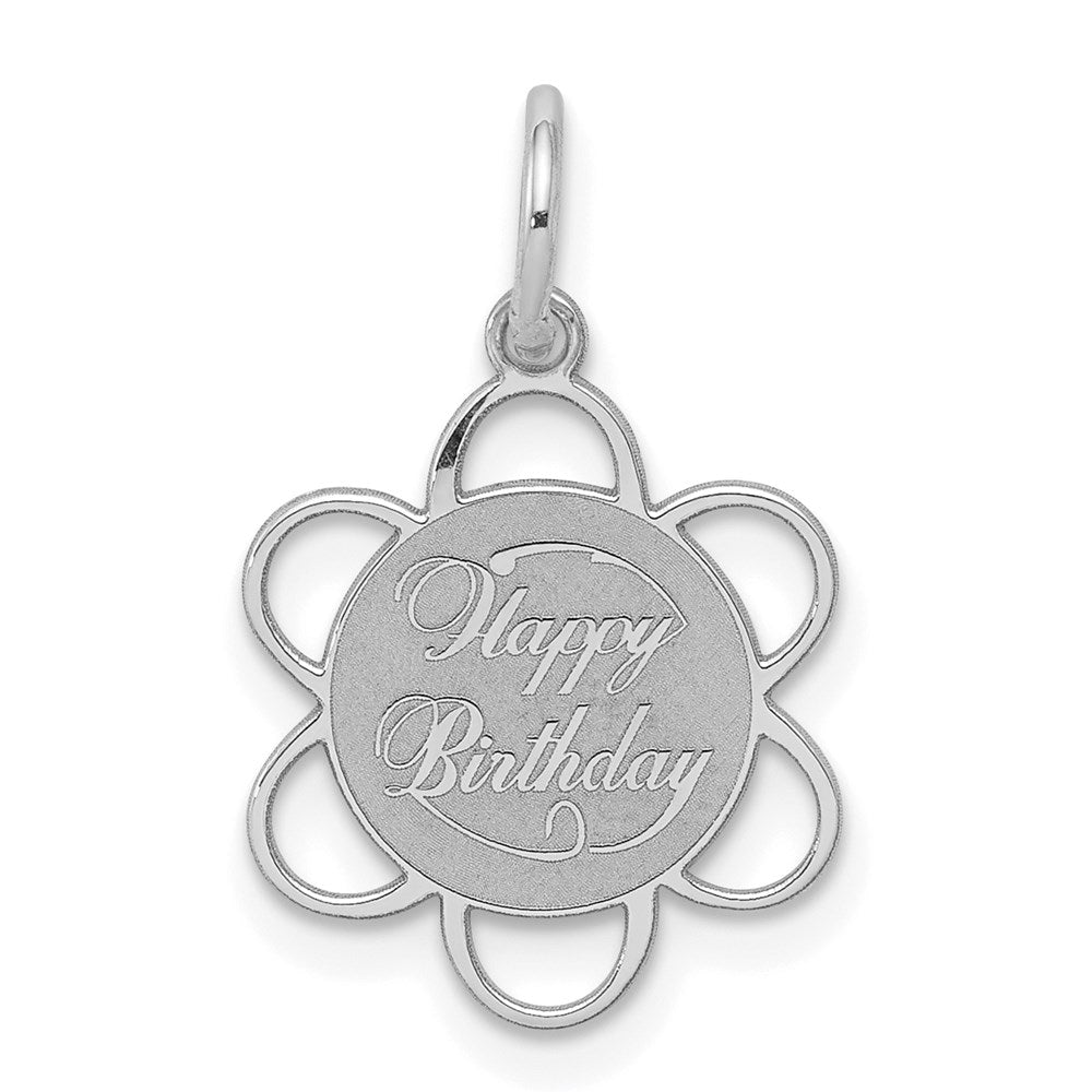 Sterlingsilber Rhodiniert Happy Geburtstag Plättchen Charm