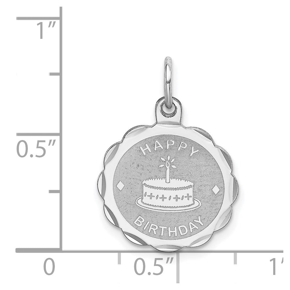 Sterlingsilber Rhodiniert Happy Geburtstag Plättchen Charm