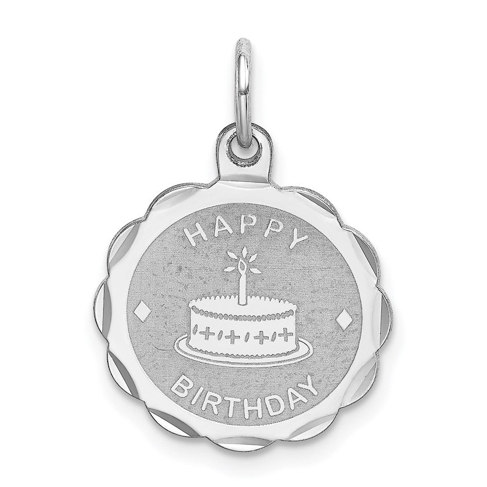Sterlingsilber Rhodiniert Happy Geburtstag Plättchen Charm