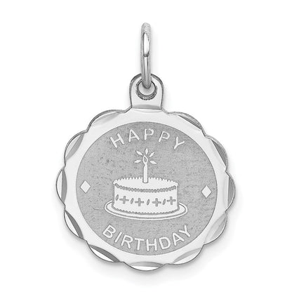 Sterlingsilber Rhodiniert Happy Geburtstag Plättchen Charm