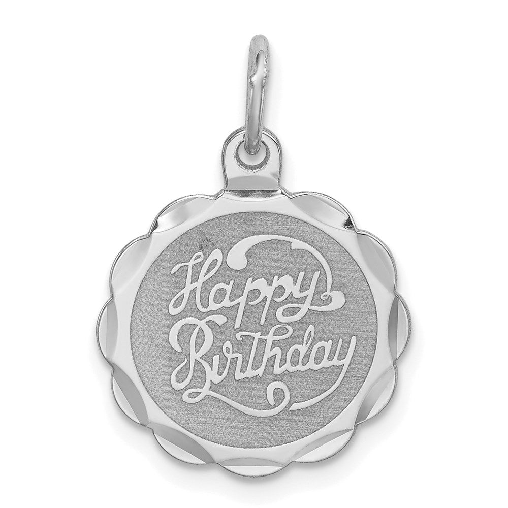 Sterlingsilber Rhodiniert Happy Geburtstag Plättchen Charm