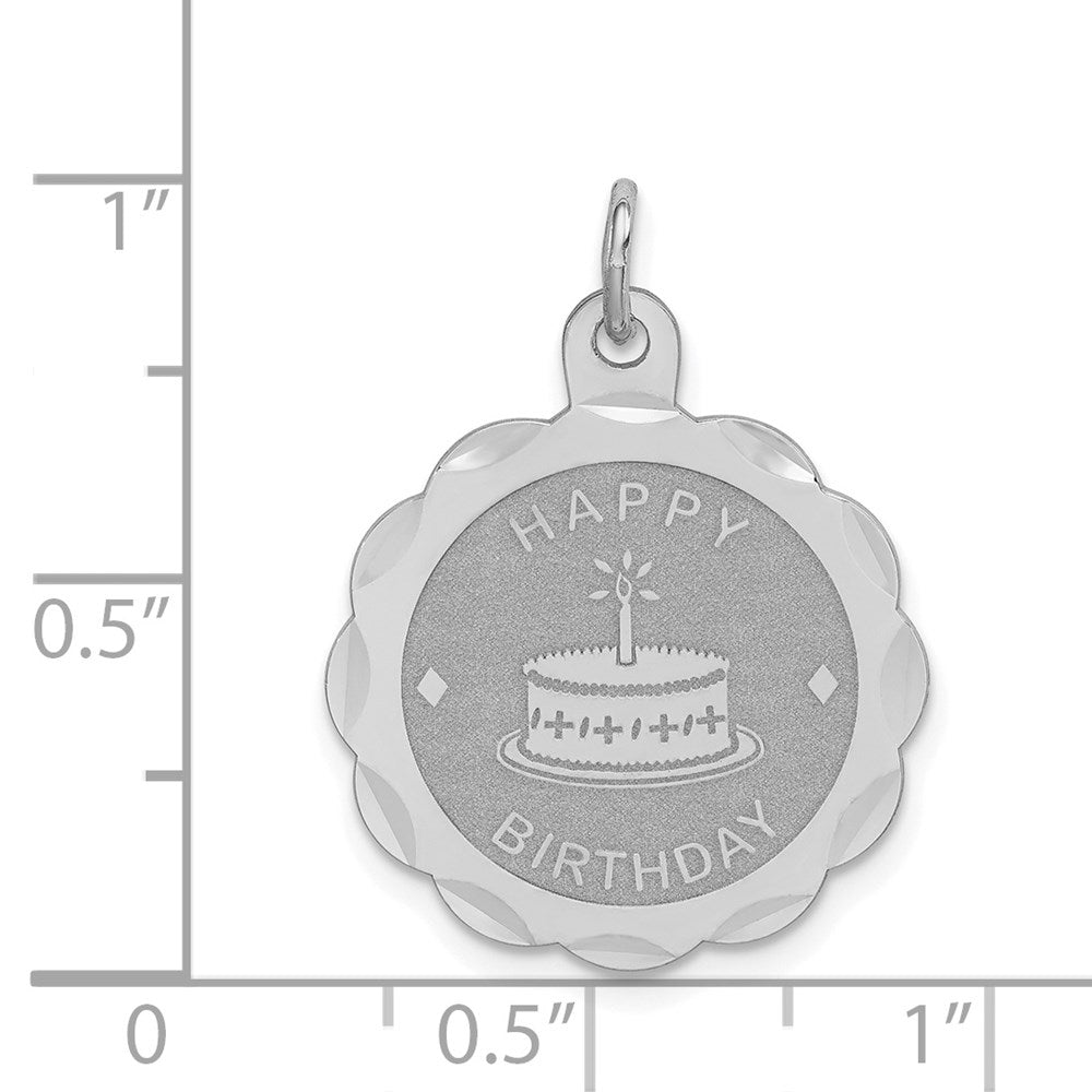 Sterlingsilber Rhodiniert Happy Geburtstag Plättchen Charm