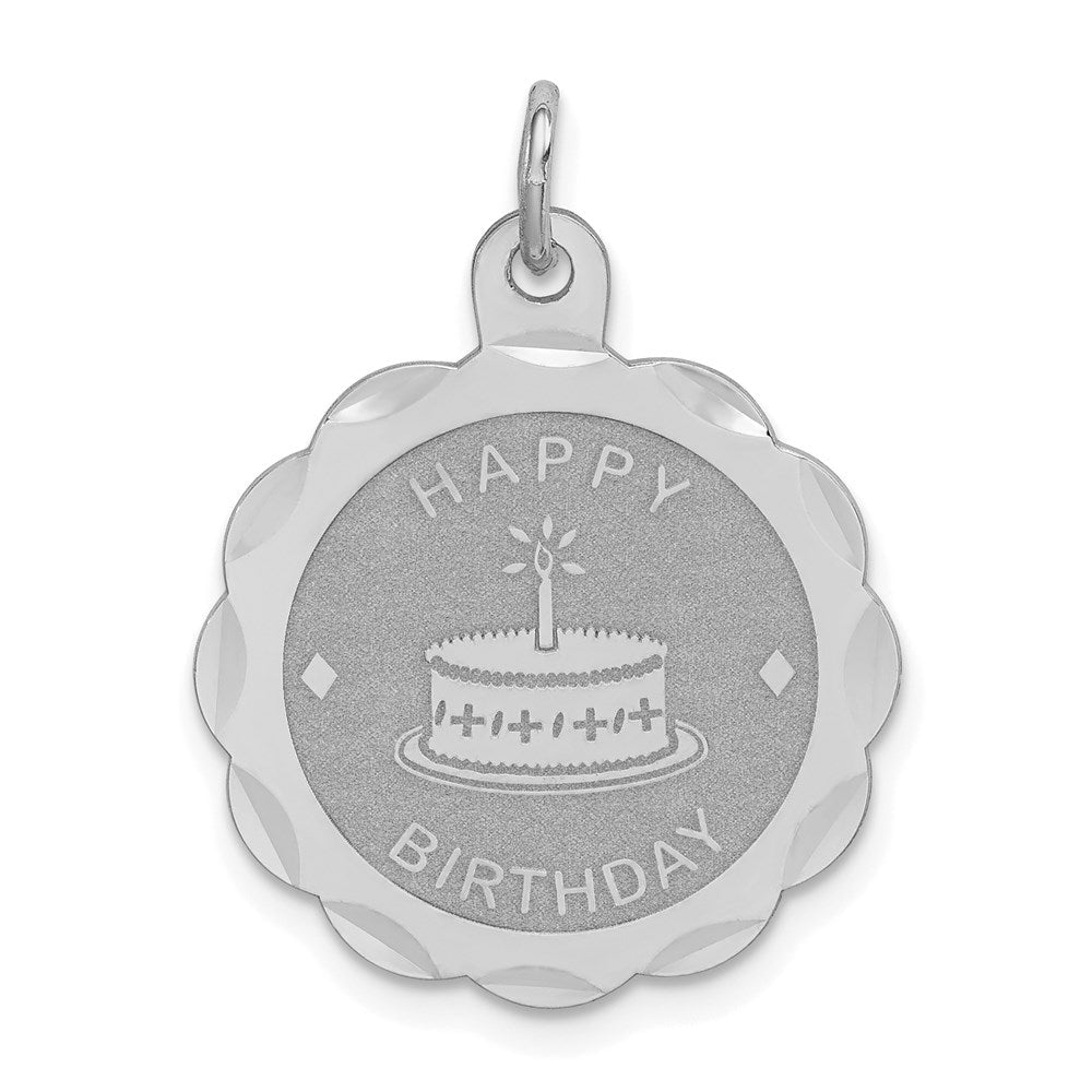 Sterlingsilber Rhodiniert Happy Geburtstag Plättchen Charm