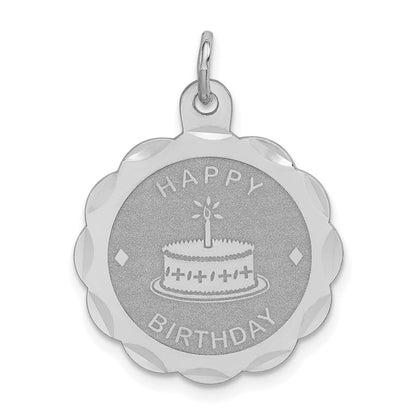 Sterlingsilber Rhodiniert Happy Geburtstag Plättchen Charm