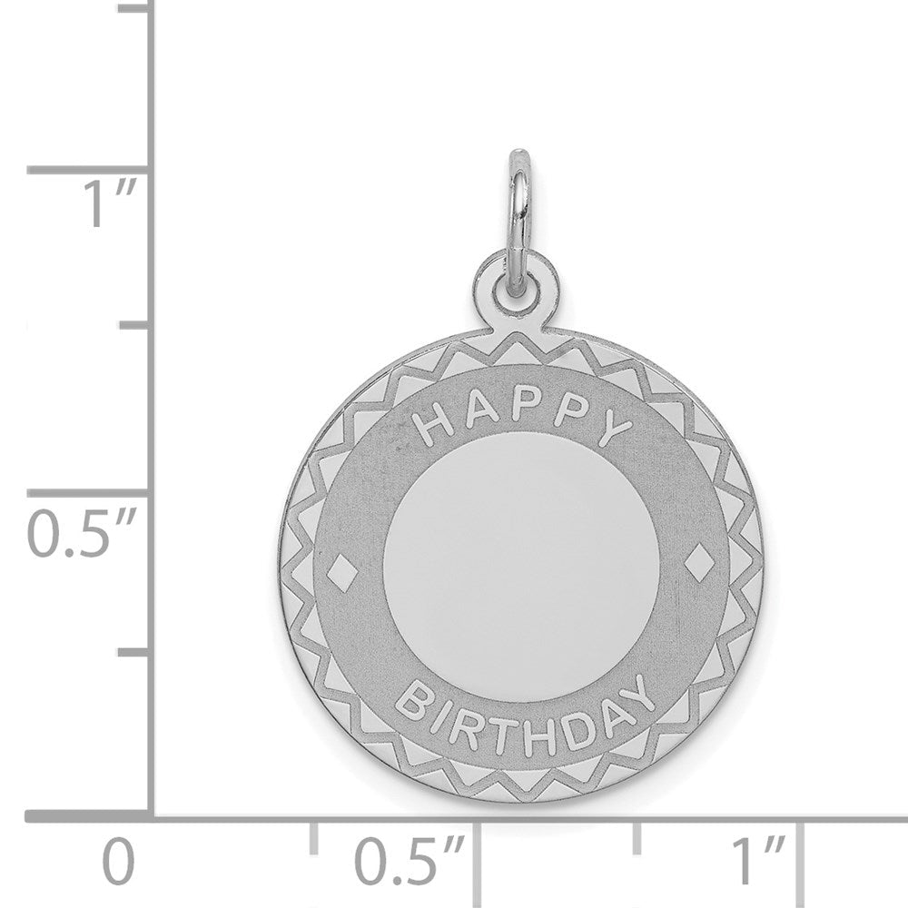 Sterlingsilber Rhodiniert Happy Geburtstag Plättchen Charm