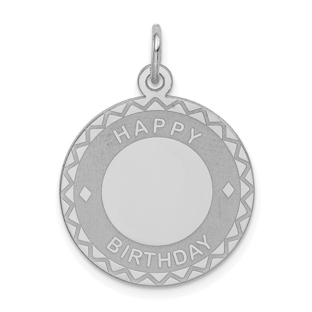 Sterlingsilber Rhodiniert Happy Geburtstag Plättchen Charm
