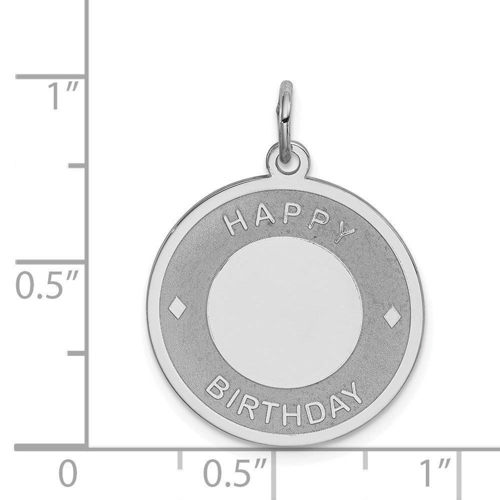 Sterlingsilber Rhodiniert Happy Geburtstag Plättchen Charm