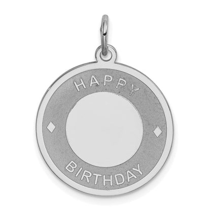 Sterlingsilber Rhodiniert Happy Geburtstag Plättchen Charm