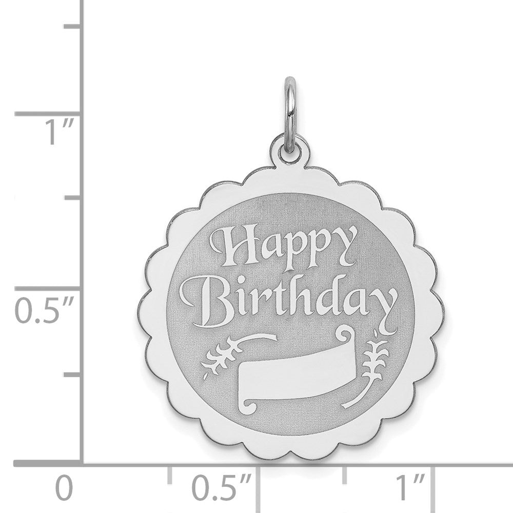 Sterlingsilber Rhodiniert Happy Geburtstag Plättchen Charm