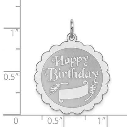 Sterlingsilber Rhodiniert Happy Geburtstag Plättchen Charm