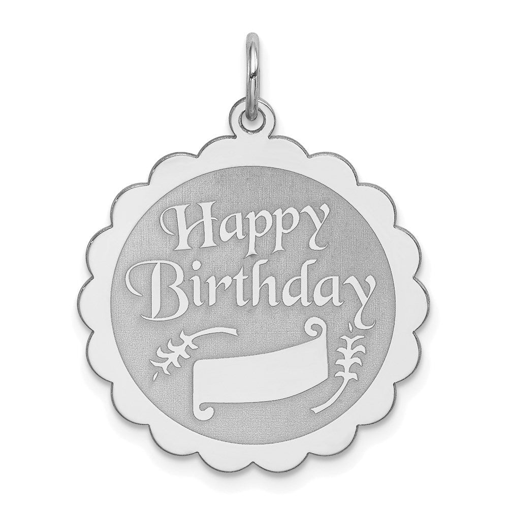 Sterlingsilber Rhodiniert Happy Geburtstag Plättchen Charm