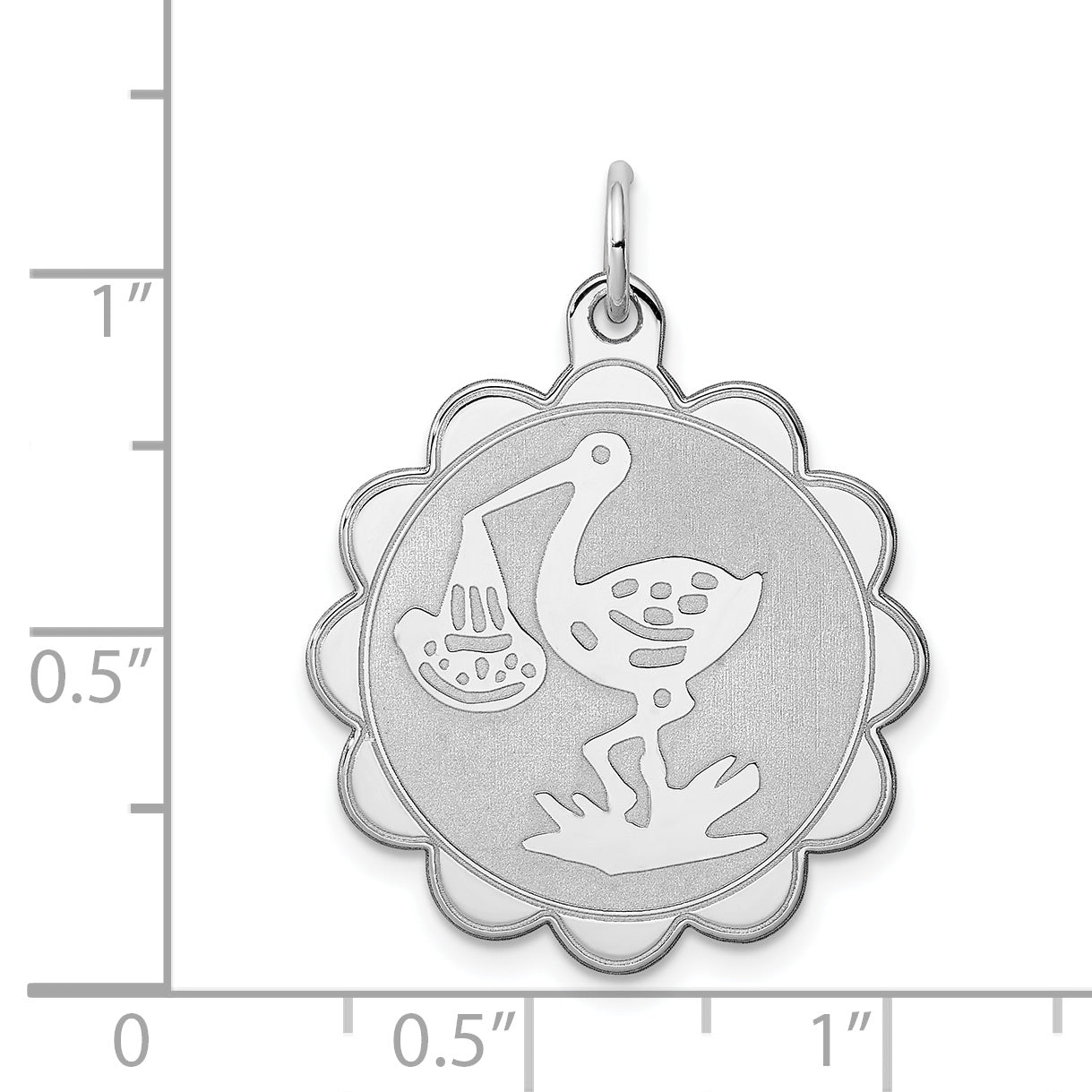 Sterlingsilber Rhodiniert Stork Plättchen Charm