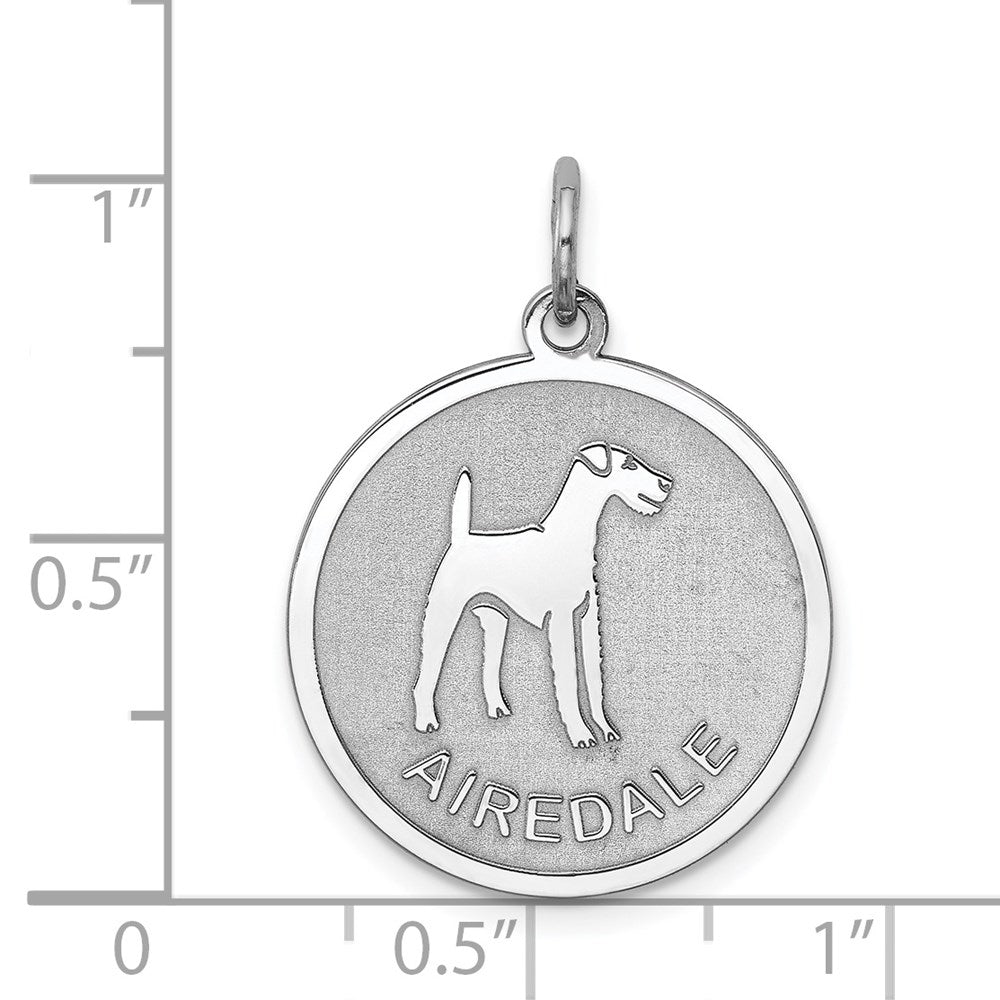 Sterlingsilber Rhodiniert Airedale Plättchen Charm