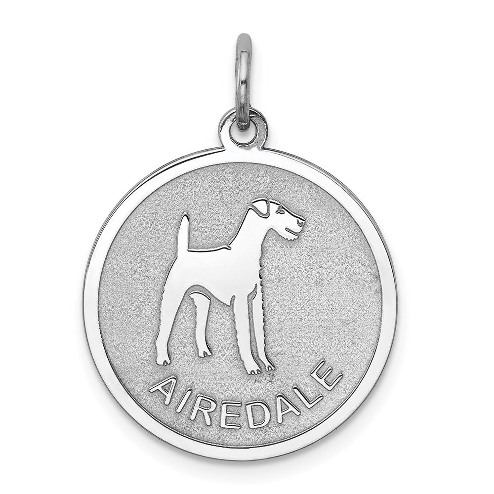Sterlingsilber Rhodiniert Airedale Plättchen Charm