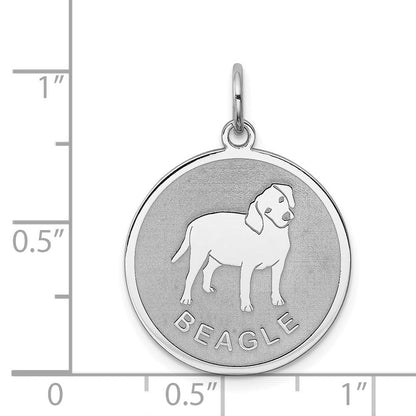 Sterlingsilber Rhodiniert Beagle Plättchen Charm