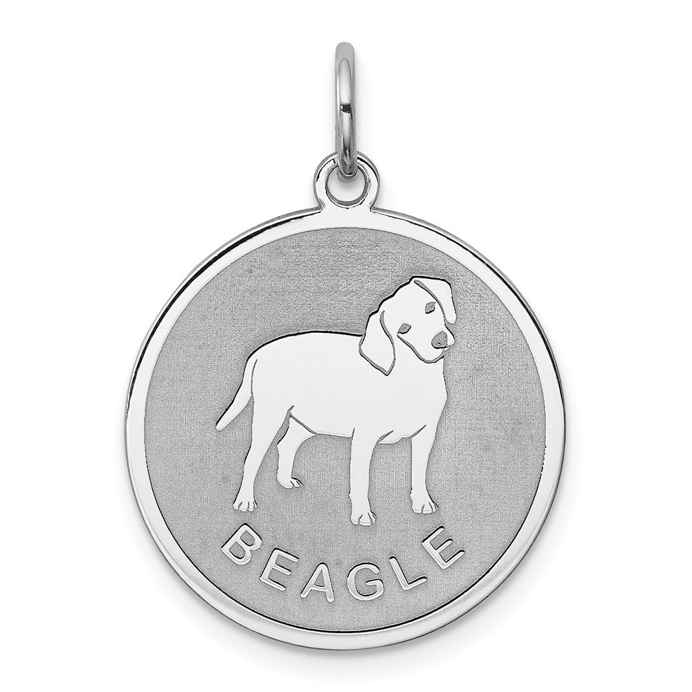 Sterlingsilber Rhodiniert Beagle Plättchen Charm