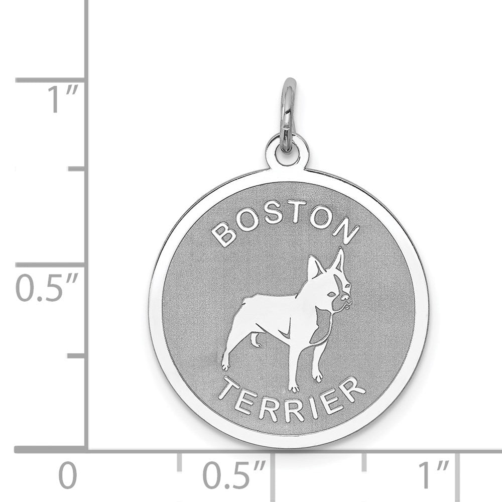 Sterlingsilber Rhodiniert Boston Terrier Plättchen Charm