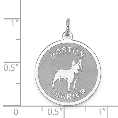 Sterlingsilber Rhodiniert Boston Terrier Plättchen Charm