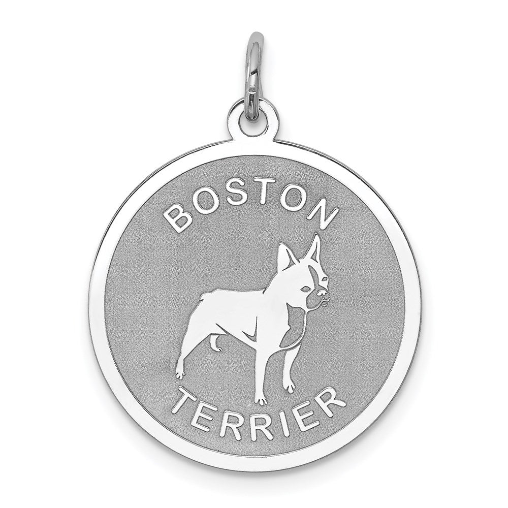 Sterlingsilber Rhodiniert Boston Terrier Plättchen Charm