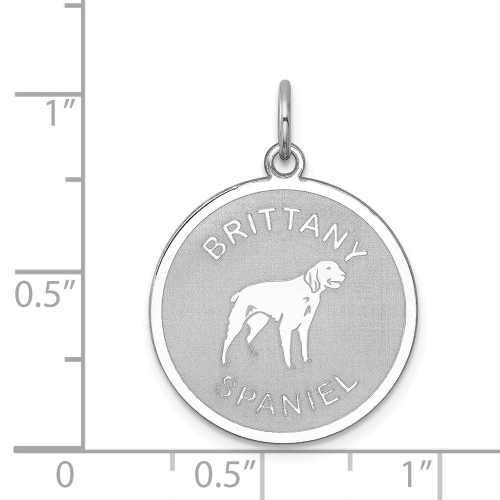 Sterlingsilber Rhodiniert Brittany Spaniel Plättchen Charm