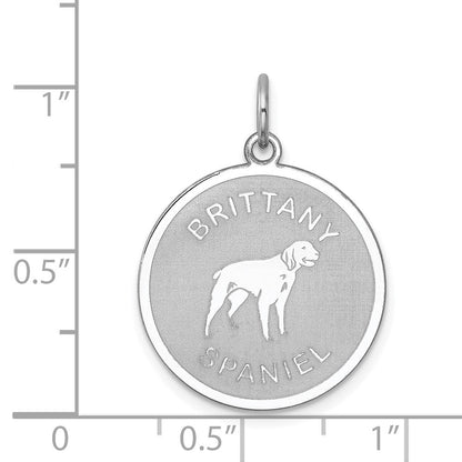 Sterlingsilber Rhodiniert Brittany Spaniel Plättchen Charm