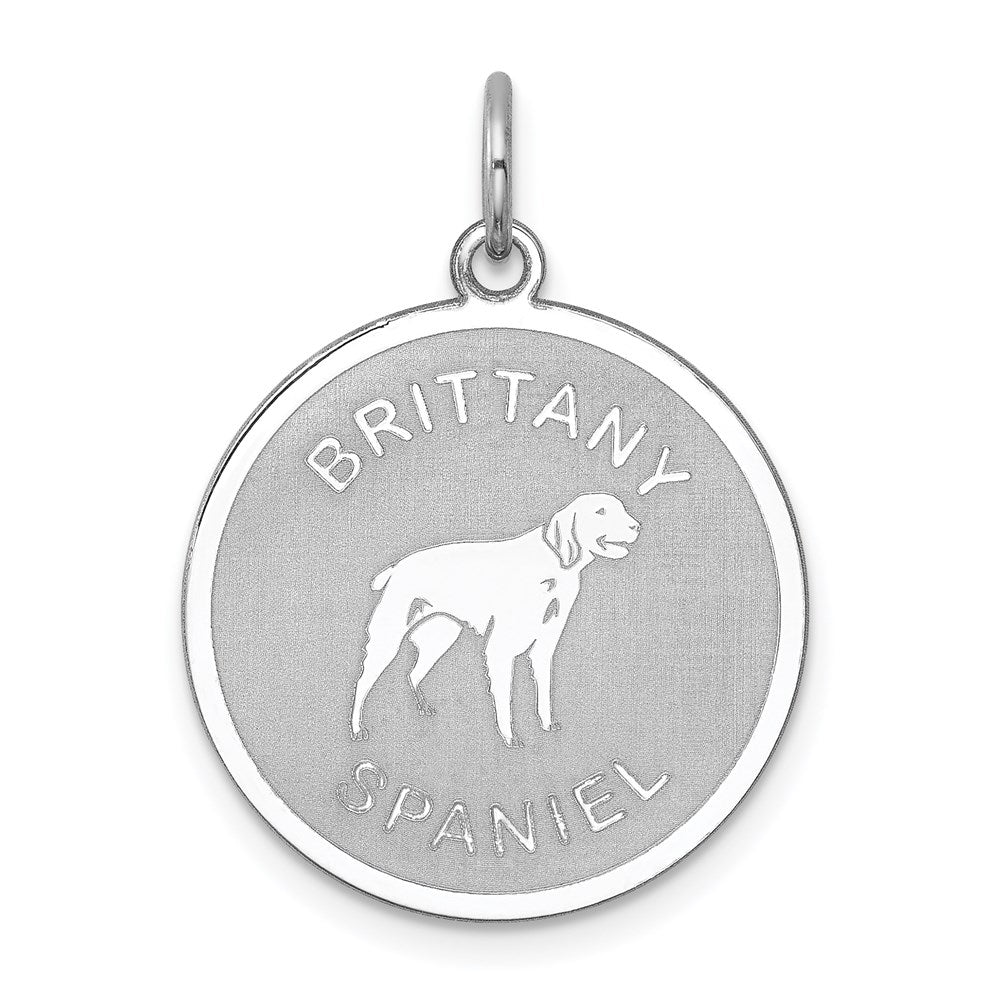 Sterlingsilber Rhodiniert Brittany Spaniel Plättchen Charm