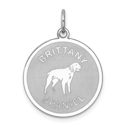 Sterlingsilber Rhodiniert Brittany Spaniel Plättchen Charm