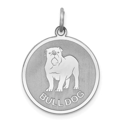 Sterlingsilber Rhodiniert Bull Hund Plättchen Charm