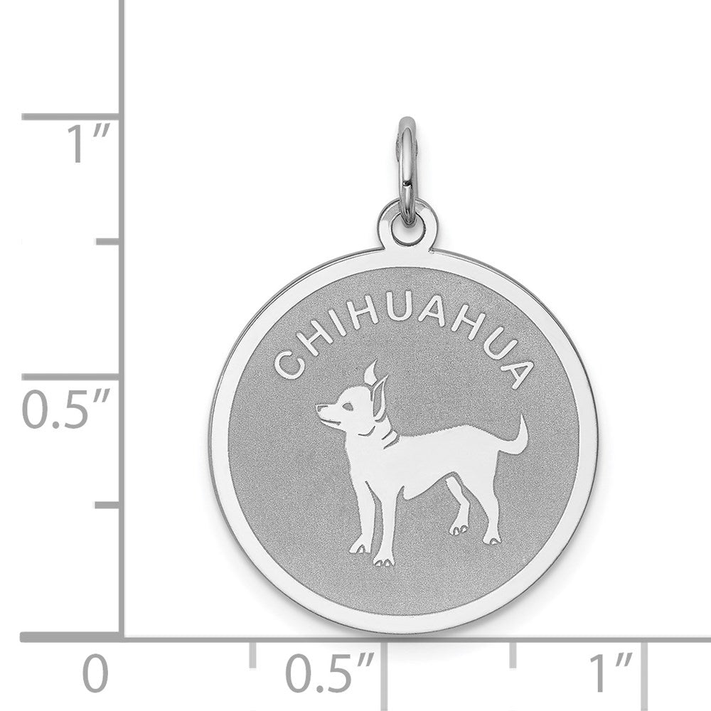 Sterlingsilber Rhodiniert Chihuahua Plättchen Charm