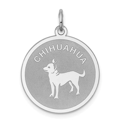 Sterlingsilber Rhodiniert Chihuahua Plättchen Charm