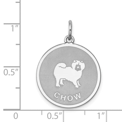 Sterlingsilber Rhodiniert Chow Plättchen Charm
