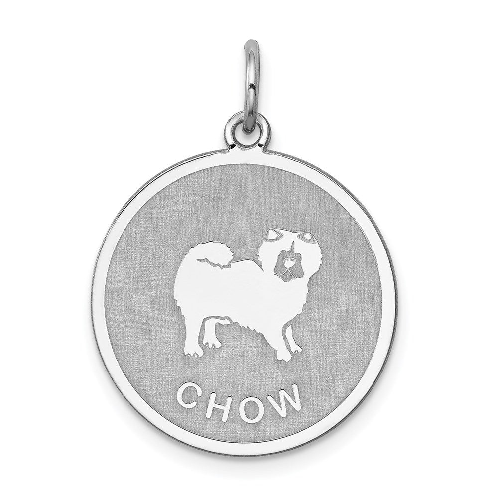 Sterlingsilber Rhodiniert Chow Plättchen Charm