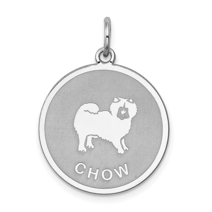 Sterlingsilber Rhodiniert Chow Plättchen Charm