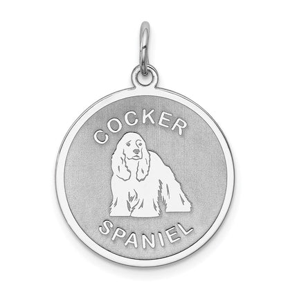 Sterlingsilber Rhodiniert Cocker Spaniel Plättchen Charm