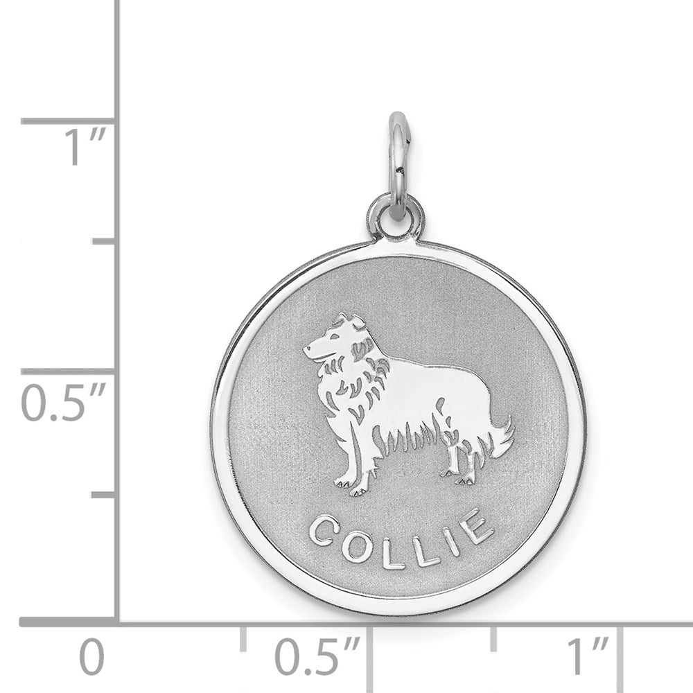 Sterlingsilber Rhodiniert Collie Plättchen Charm