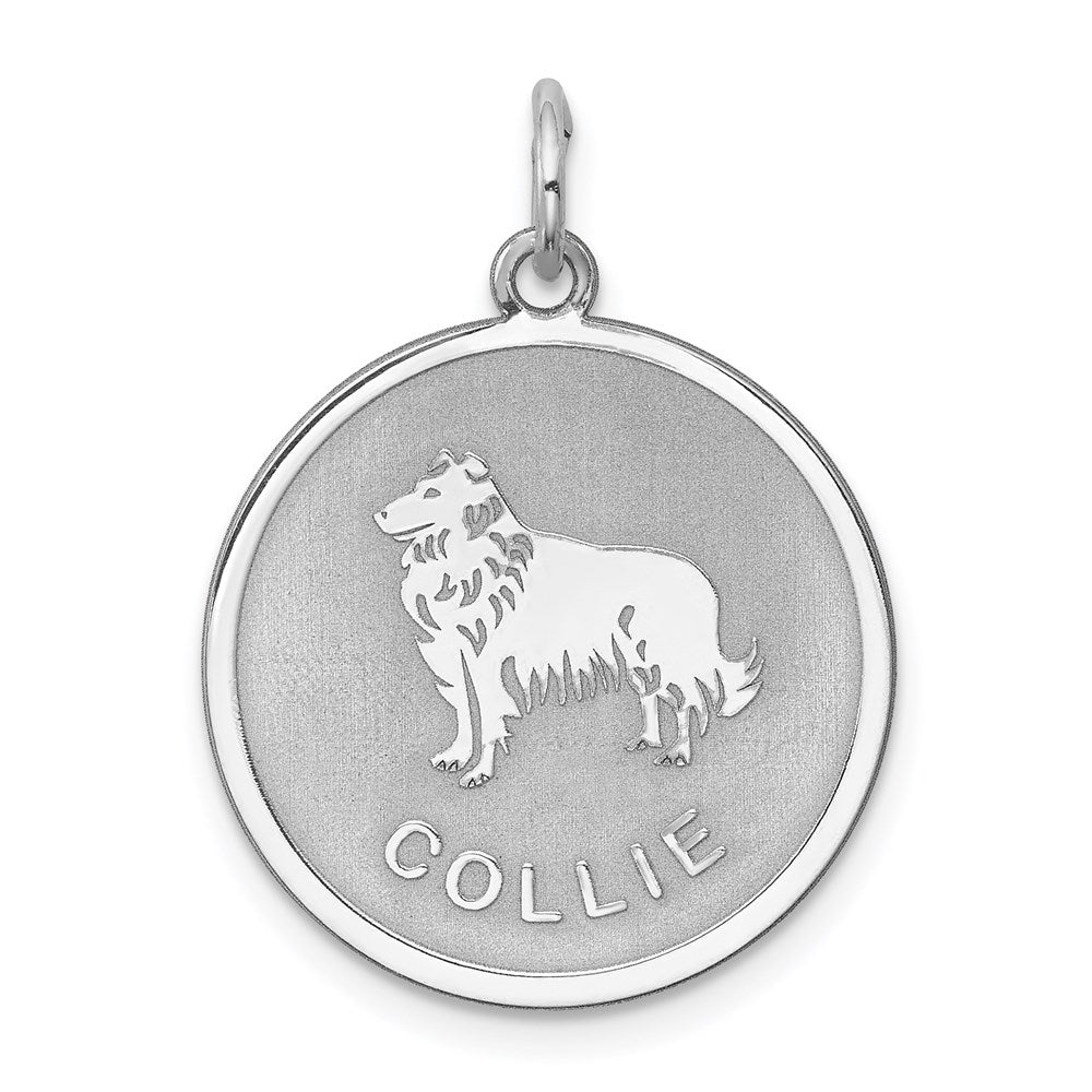Sterlingsilber Rhodiniert Collie Plättchen Charm