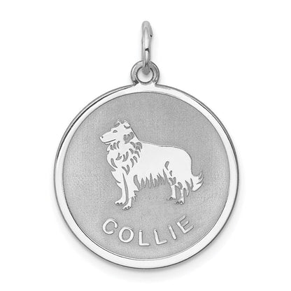 Sterlingsilber Rhodiniert Collie Plättchen Charm