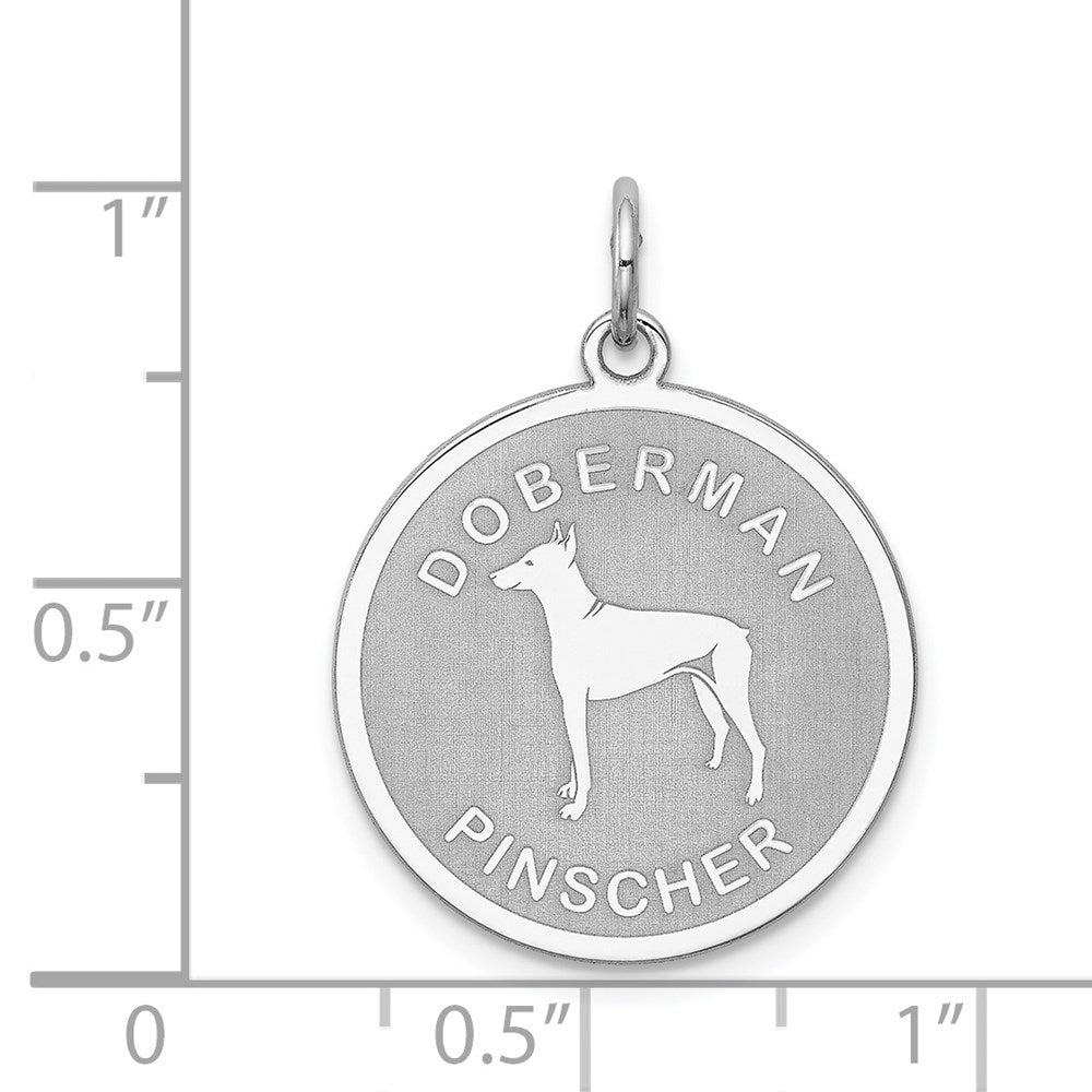 Sterlingsilber Rhodiniert Doberman Pinscher Plättchen Charm