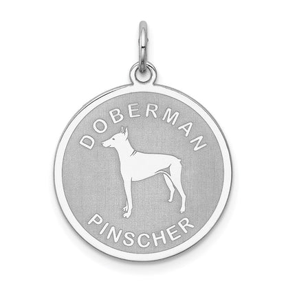 Sterlingsilber Rhodiniert Doberman Pinscher Plättchen Charm