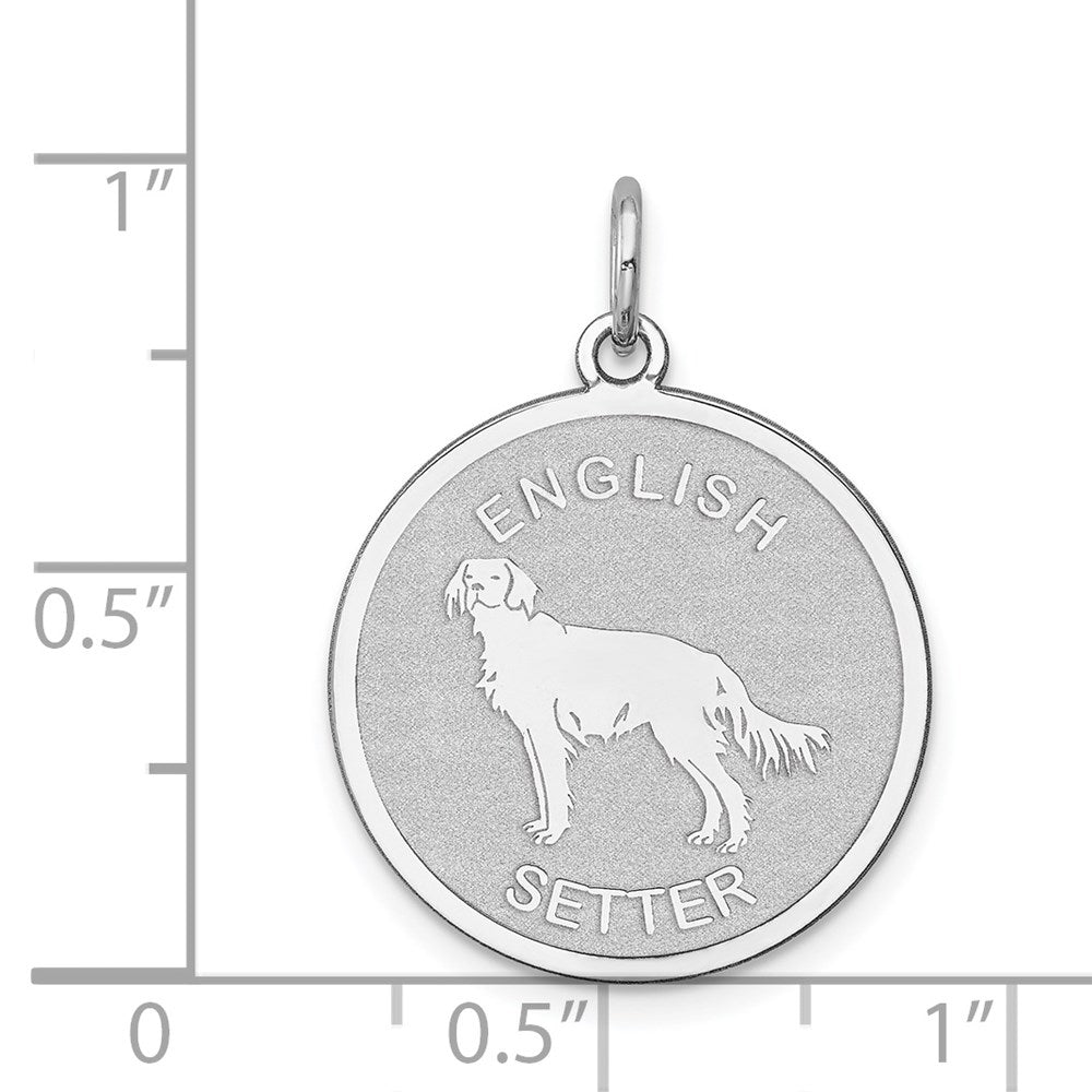 Sterlingsilber Rhodiniert English Setter Plättchen Charm