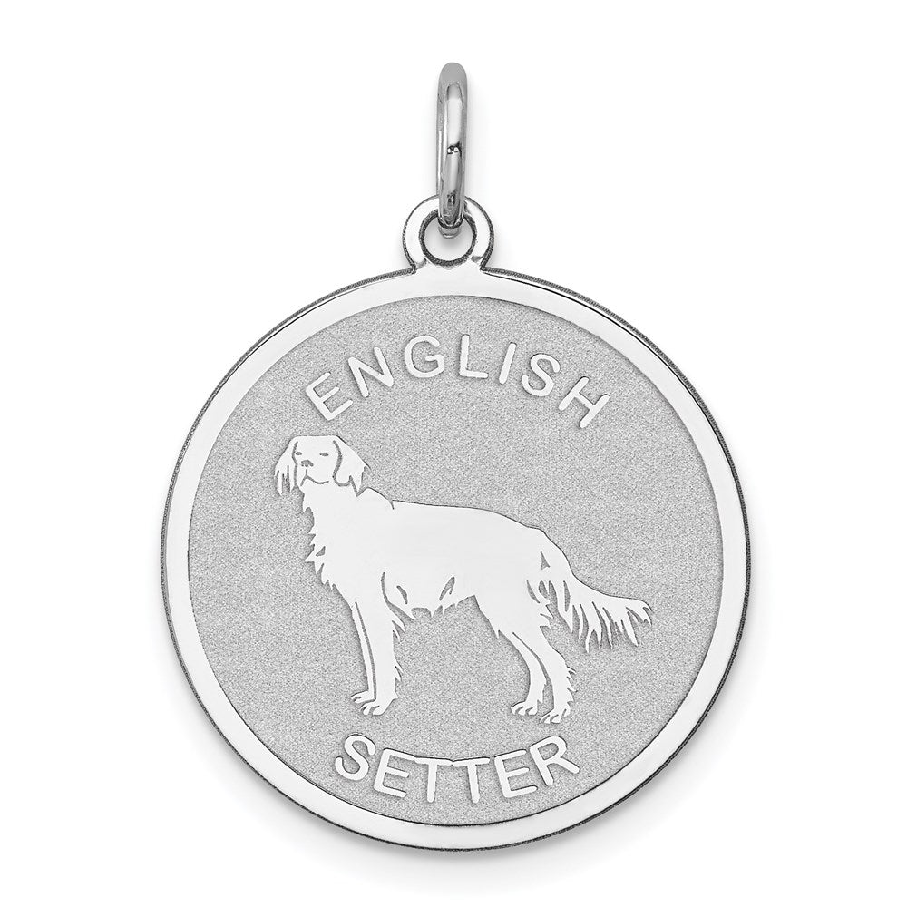 Sterlingsilber Rhodiniert English Setter Plättchen Charm