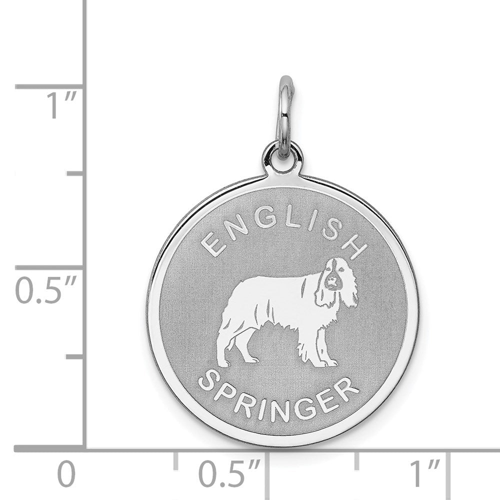 Sterlingsilber Rhodiniert English Springer Plättchen Charm