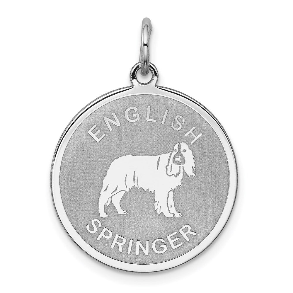 Sterlingsilber Rhodiniert English Springer Plättchen Charm