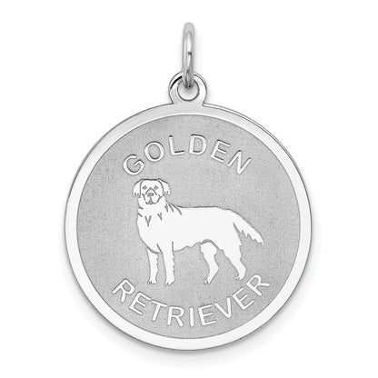 Sterlingsilber Rhodiniert Golden Retriever Plättchen Charm