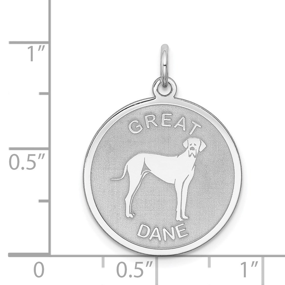 Sterlingsilber Rhodiniert Great Dane Plättchen Charm