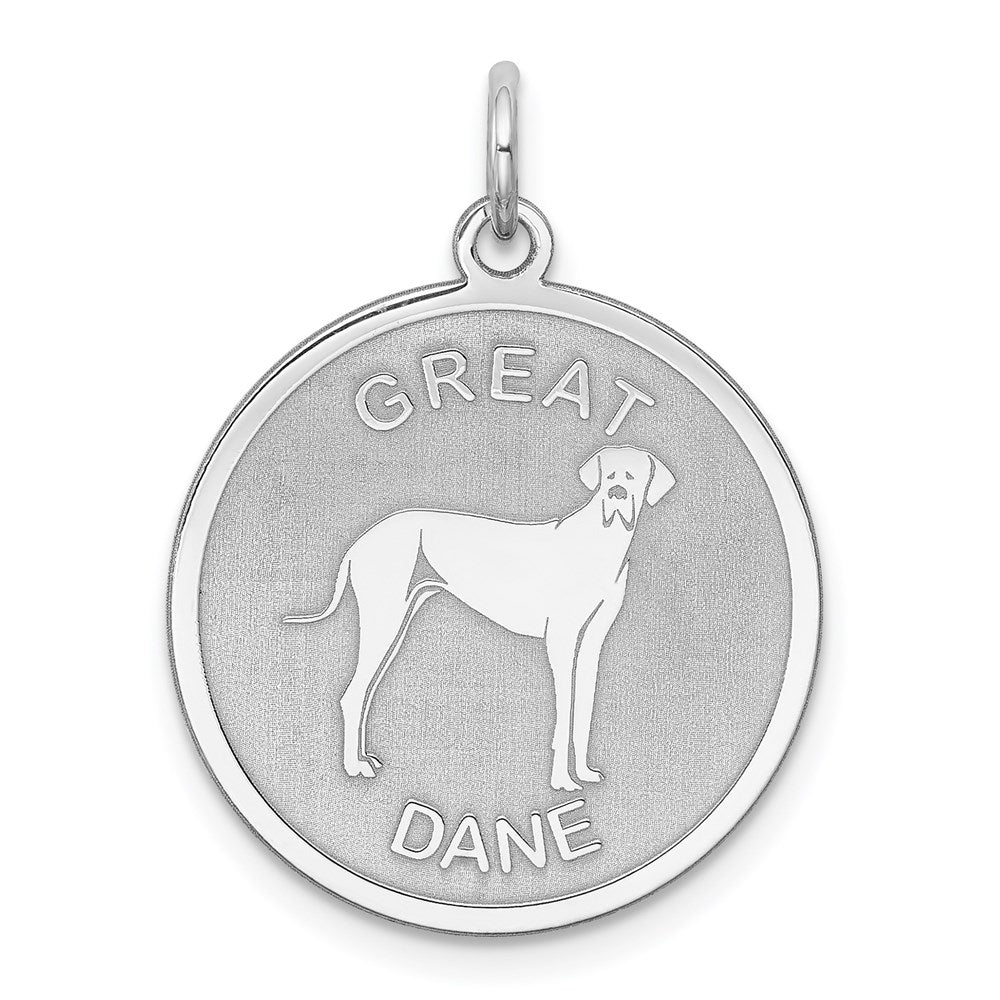 Sterlingsilber Rhodiniert Great Dane Plättchen Charm