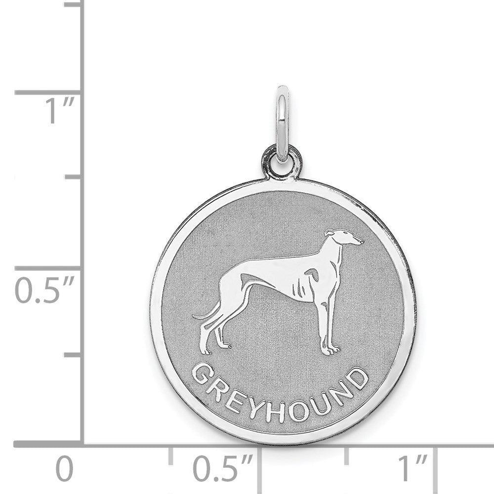 Sterlingsilber Rhodiniert Greyhound Plättchen Charm