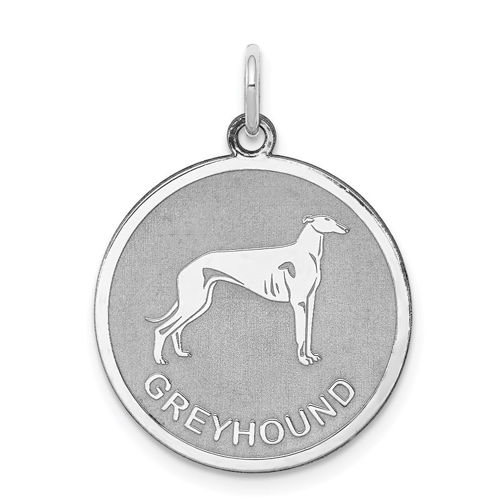Sterlingsilber Rhodiniert Greyhound Plättchen Charm